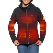 DEWBU Heated Jacket Polar Fleece for Women, Heated Hoodie with 12V Battery Pack, Electric Heating Coat for Winter Outdoor