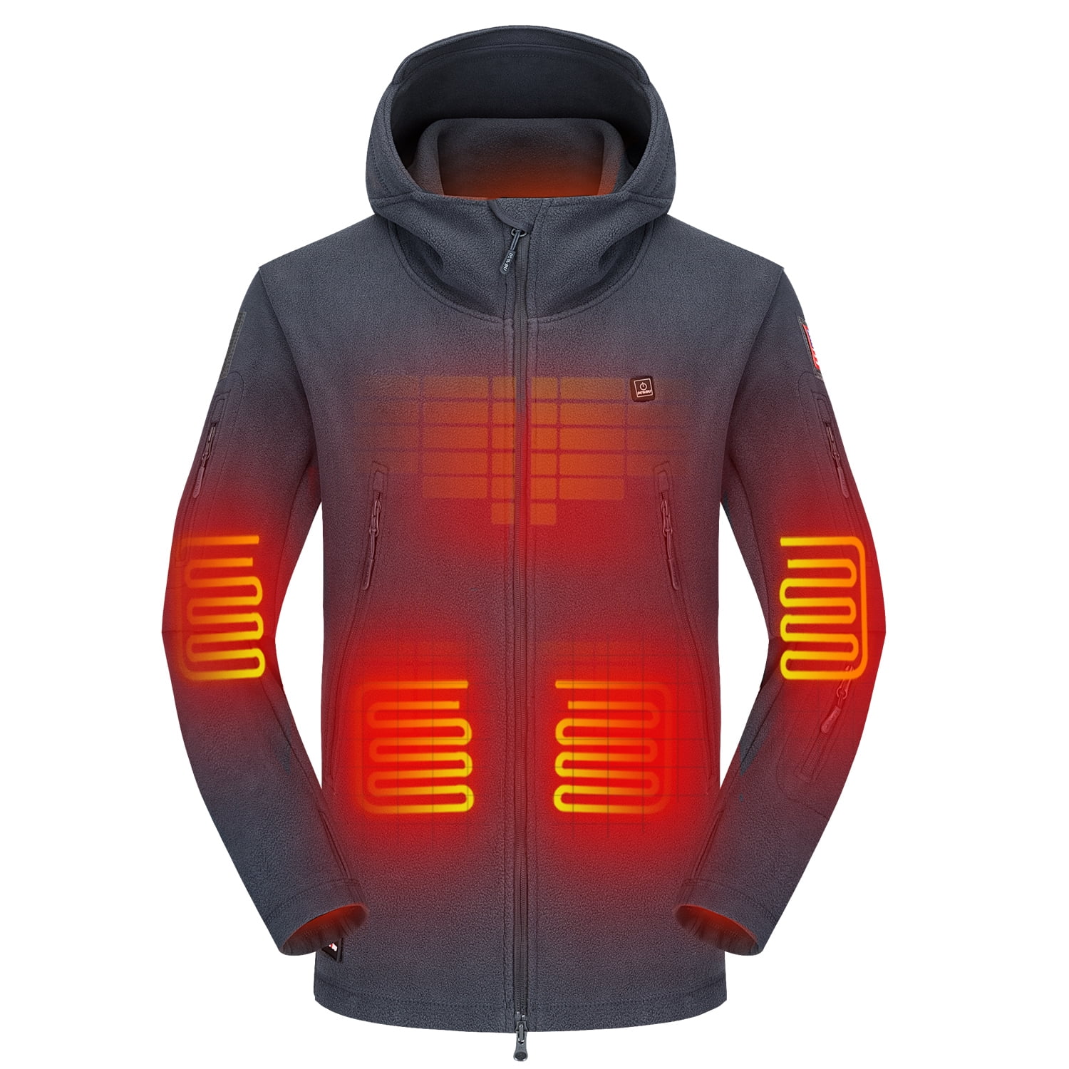 DEWBU Heated Hoodie Polar Fleece Jacket with Rechargeable 12V Battery Pack Olive Green L Walmart