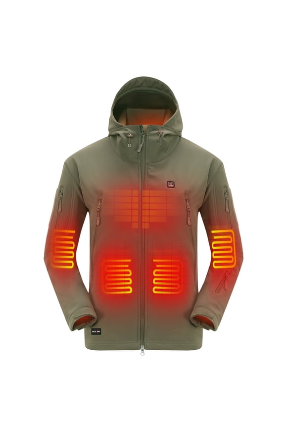 Heated Jacket for Men, Soft Shell Heated Coat with 12V Battery Pack, Waterproof Heating Jacket for Winter Outdoor