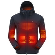 DEWBU Heated Jacket for Men, Soft Shell Heated Coat with 12V Battery Pack, Waterproof Heating Jacket for Winter Outdoor