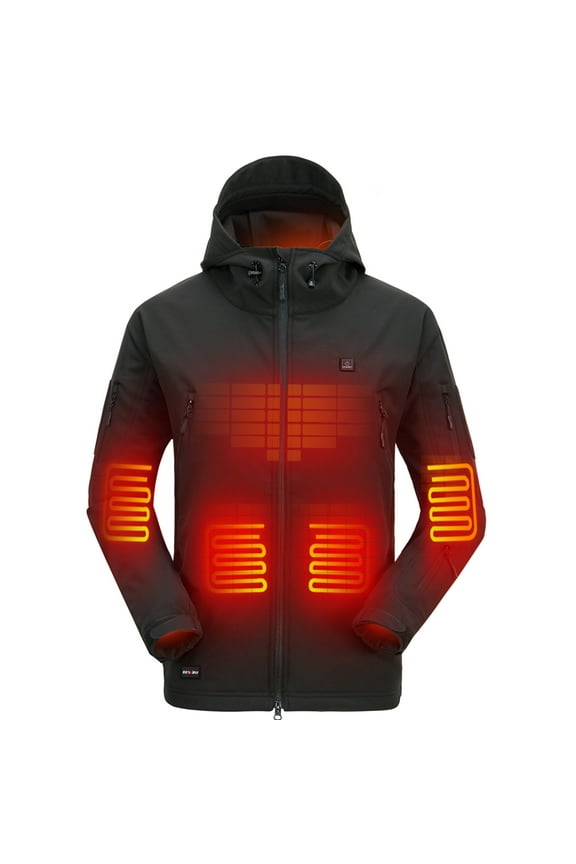Heated Jacket for Men, Soft Shell Heated Coat with 12V Battery Pack, Waterproof Heating Jacket for Winter Outdoor
