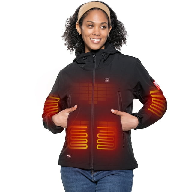 DEWBU Heated Jacket with 12V Battery Pack Winter Outdoor Soft Shell ...