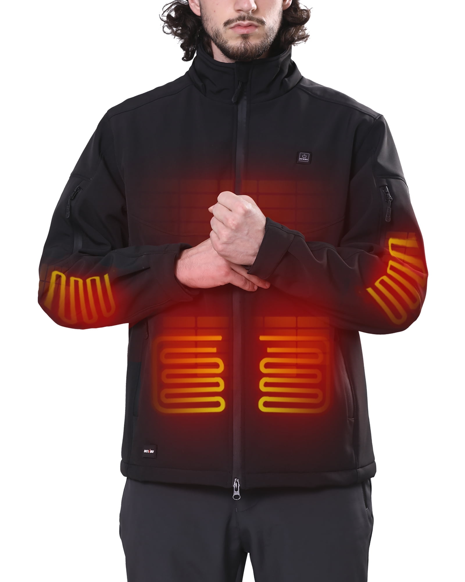 DEWBU Soft Shell Heated Jacket for Men with 12V Battery Pack and