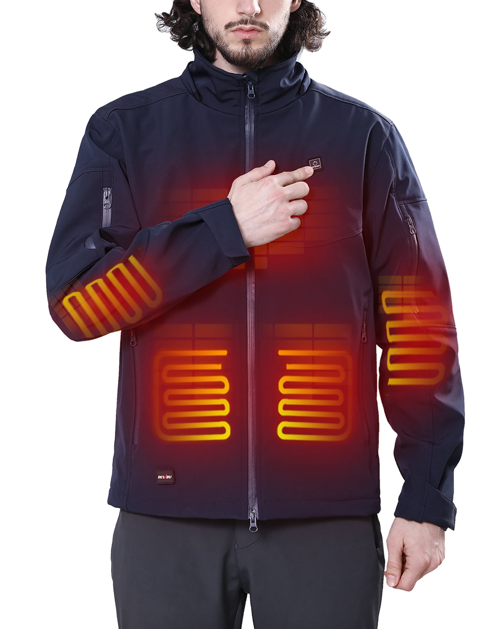 DEWBU Soft Shell Heated Jacket for Men with 12V Battery Pack and