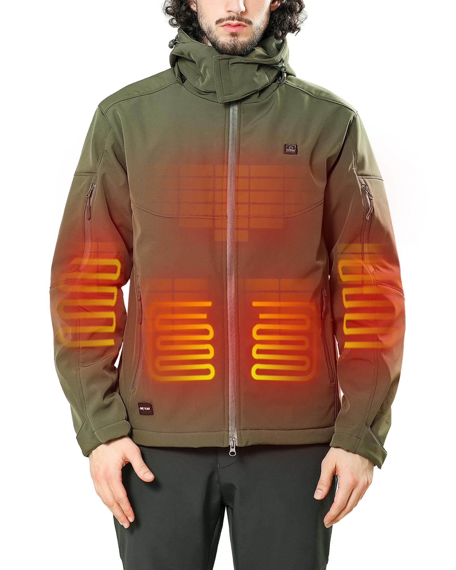 DEWBU Soft Shell Heated Jacket for Men with 12V Battery Pack and