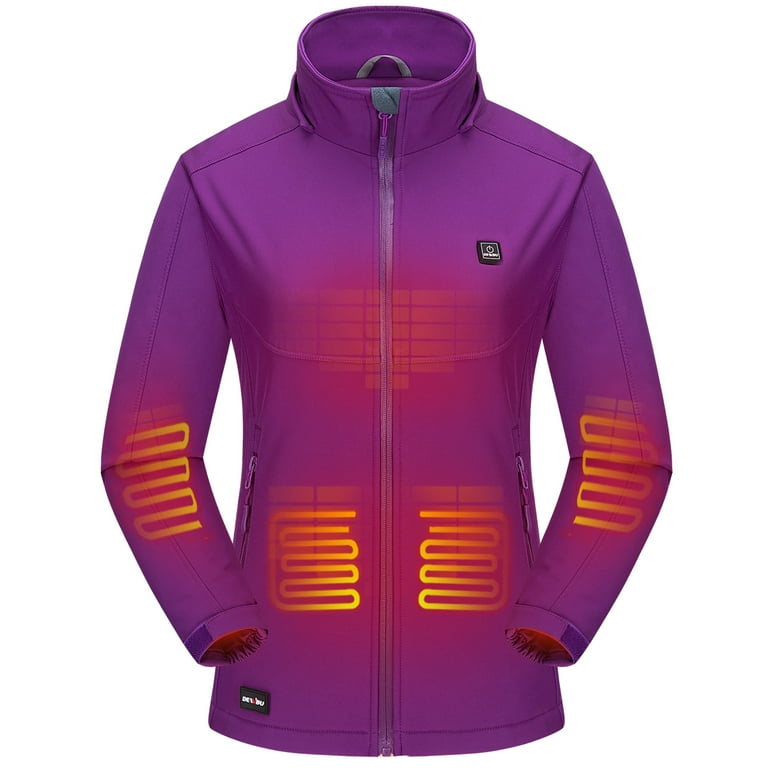 DEWBU Soft Shell Heated Jacket for Women with 12V Battery Pack and