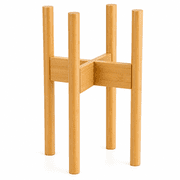 DEWEL Bamboo Four-Legged Design Plant Rack with Rust Resistant, Adjustable Footpads, Garden Outdoor Flower Pot, 1 Count
