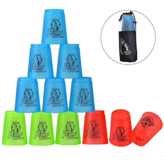 SEISSO 12 pack Quick Stack Cups, Classic Stack Toys , BPA-Free Material, Speed Training Game,for 1+Player