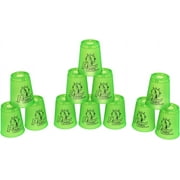 DEWEL 12 Pack Quick Stack Cups Speed Training Game Set Cups Stacking Sport Classic Family Game Toys, Great Birthday Gift for Kids Toddles Boys Girls Adults(Green)