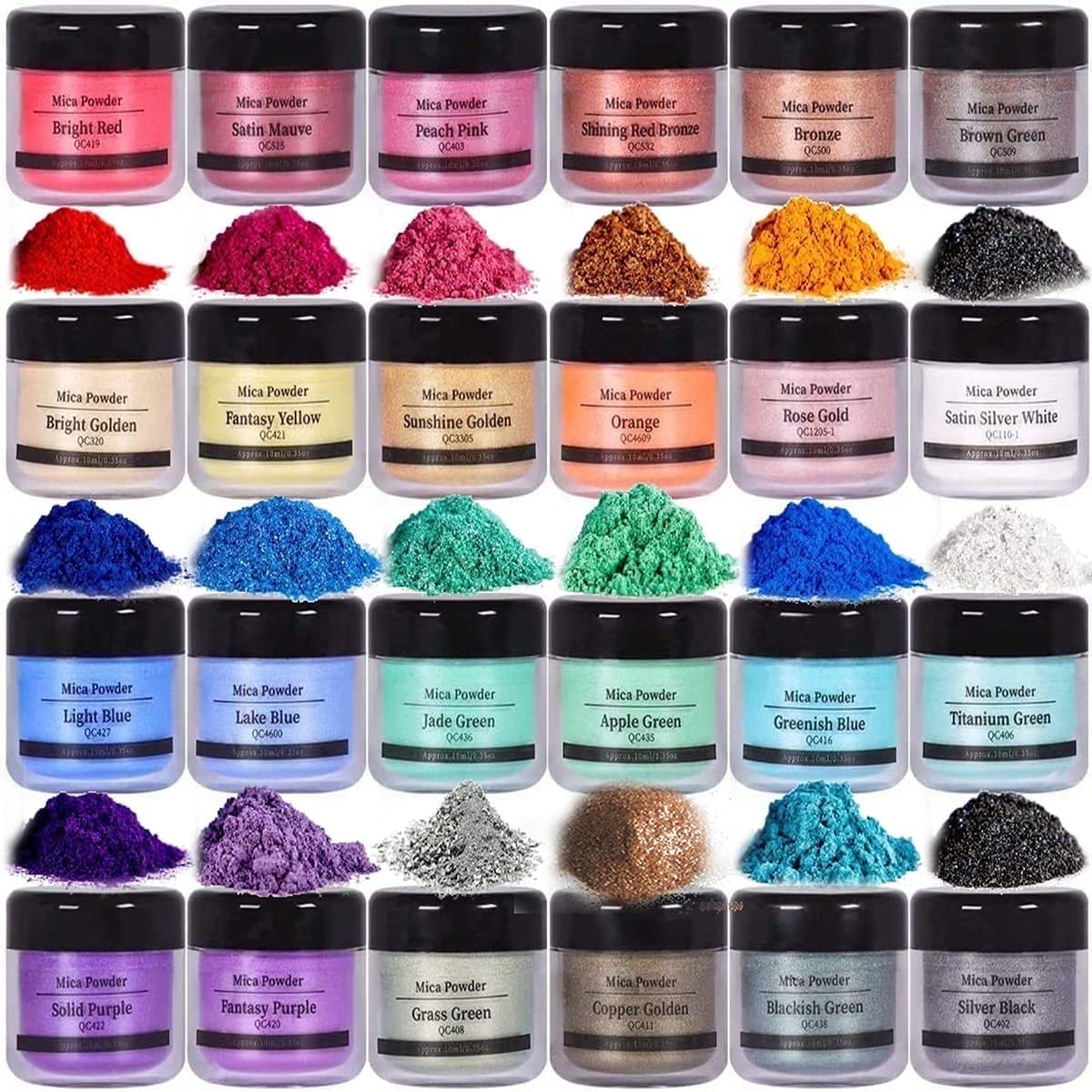 DEWEL Mica Powder Pigment  24 Colors  Coloring Muscovite Sericite Flour