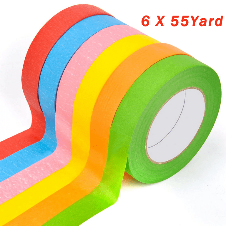 DEWEL 6 Rolls Colored Masking Tape 1 in x 55 yd,Rainbow Painter Tape  Teacher Classroom Supplies Decorative Colorful Labeling Line DIY Christmas  Craft