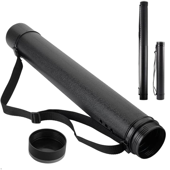 DEWEL Adjustable Poster Tube 24.5-40", Telescoping Art Storage Tube, Black