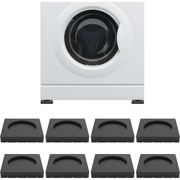 DEWEL Anti-Shock Rubber Pads for Portable Washing Machine, 8 Pieces, Square, Black (Model TH362)