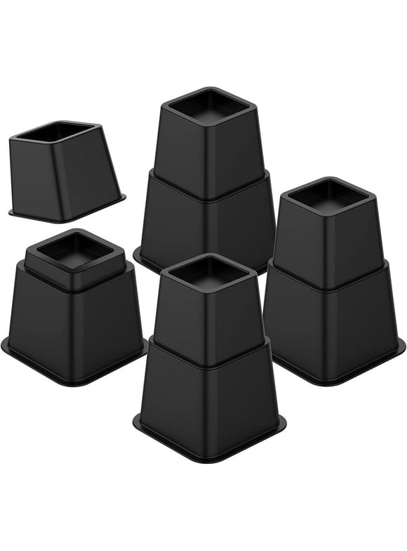 DEWEL Bed Risers 8 inch Heavy Duty Stackable Easy Lifter Furniture Risers,1300 lbs, Plastic, 8 Pack Set, Black