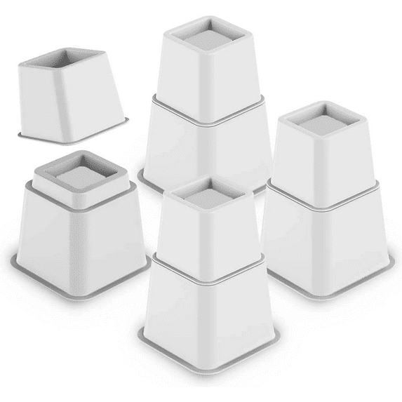 DEWEL Bed Risers Heavy Duty Stackable Easy Lifter Furniture Risers,8 inch,1300 lbs, Plastic, 8 Pack Set, White