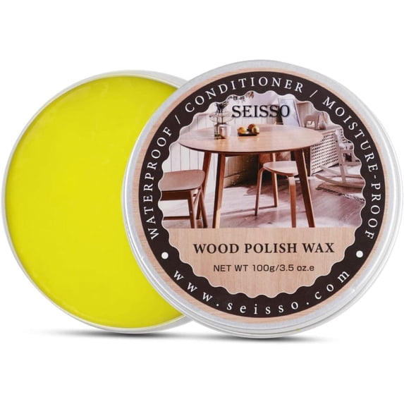 SEISSO Beeswax Furniture Polish, Beeswax Wood Polish for Kitchen Cabinets, Wood Floors, Tables, Scratch Cover, 3.5 oz