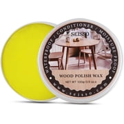 SEISSO Beeswax Furniture Polish, Beeswax Wood Polish for Kitchen Cabinets, Wood Floors, Tables, Scratch Cover, 3.5 oz