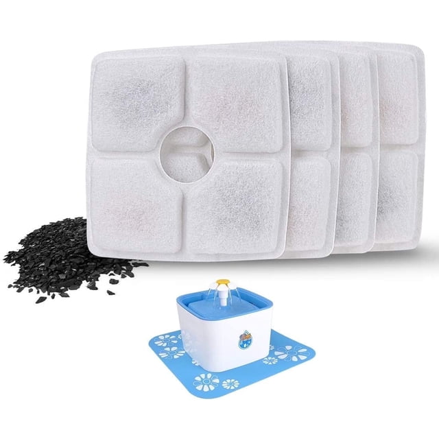 4-Pack Carbon Cat Fountain Filter Replacement with Three Stage ...