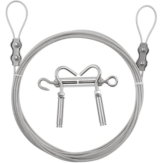 DEWEL Clotheslines 10ft/3m Portable Windproof Clothes Rope Line Retractable Clothesline with Stainless Steel Cable Heavy Duty Laundry Rope Outdoor, Screws, Hardware