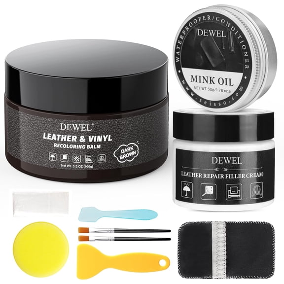 DEWEL Leather and Vinyl Recoloring Balm,Mink Oil,Leather Repair Filler Cream