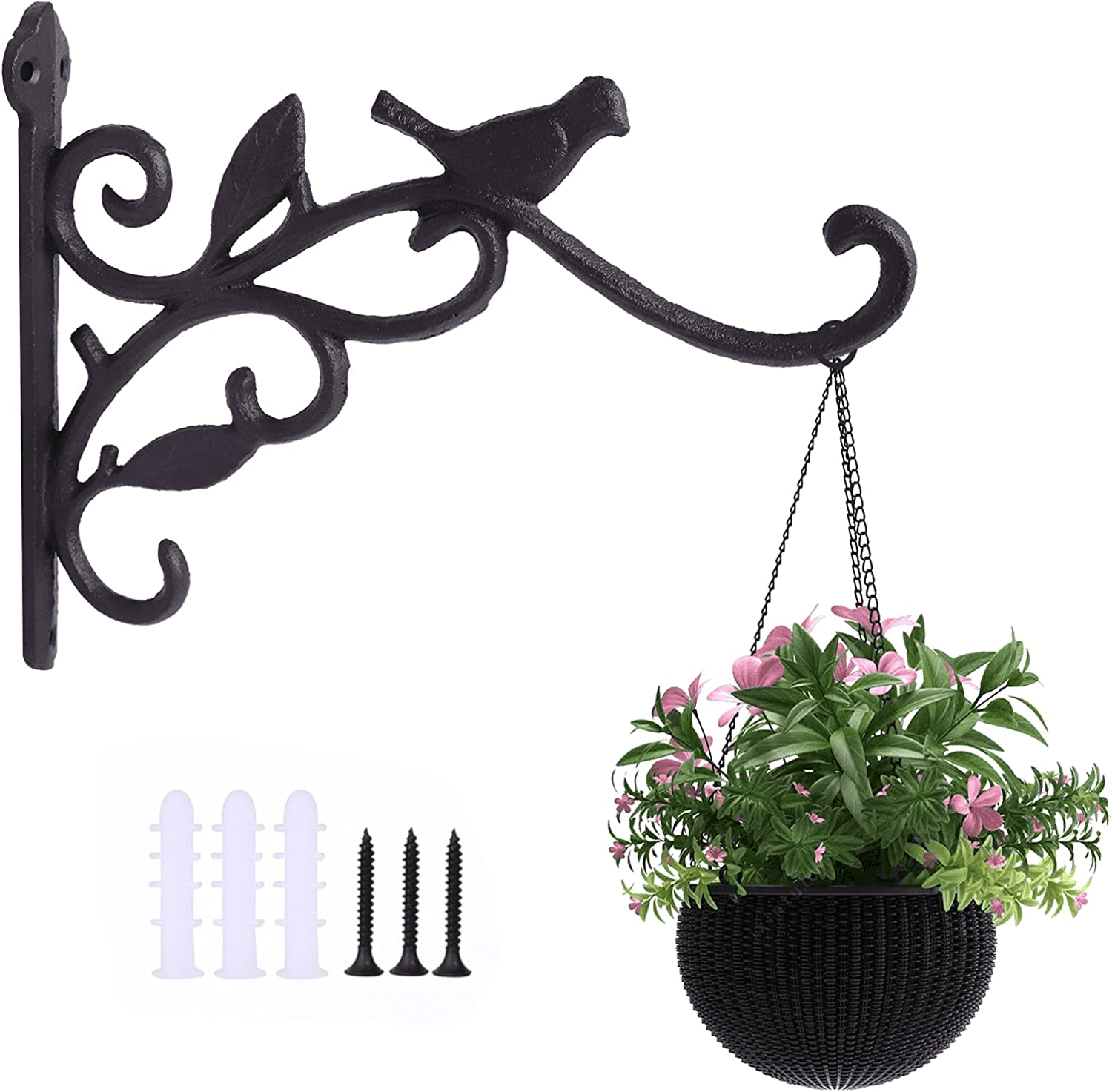 DEWEL Outdoor Plant Bracket Hanger for Hanging Baskets Hummingbird