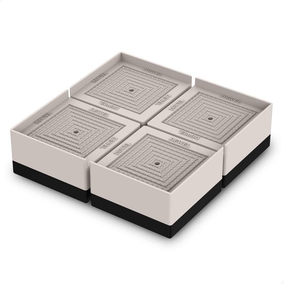 DEWEL Square Bed Risers (4CM Height) - Heavy Duty, Increase Height,Extra Tall, Dorm Storage,4-Pack,Beige,Deal on Sale Clearance