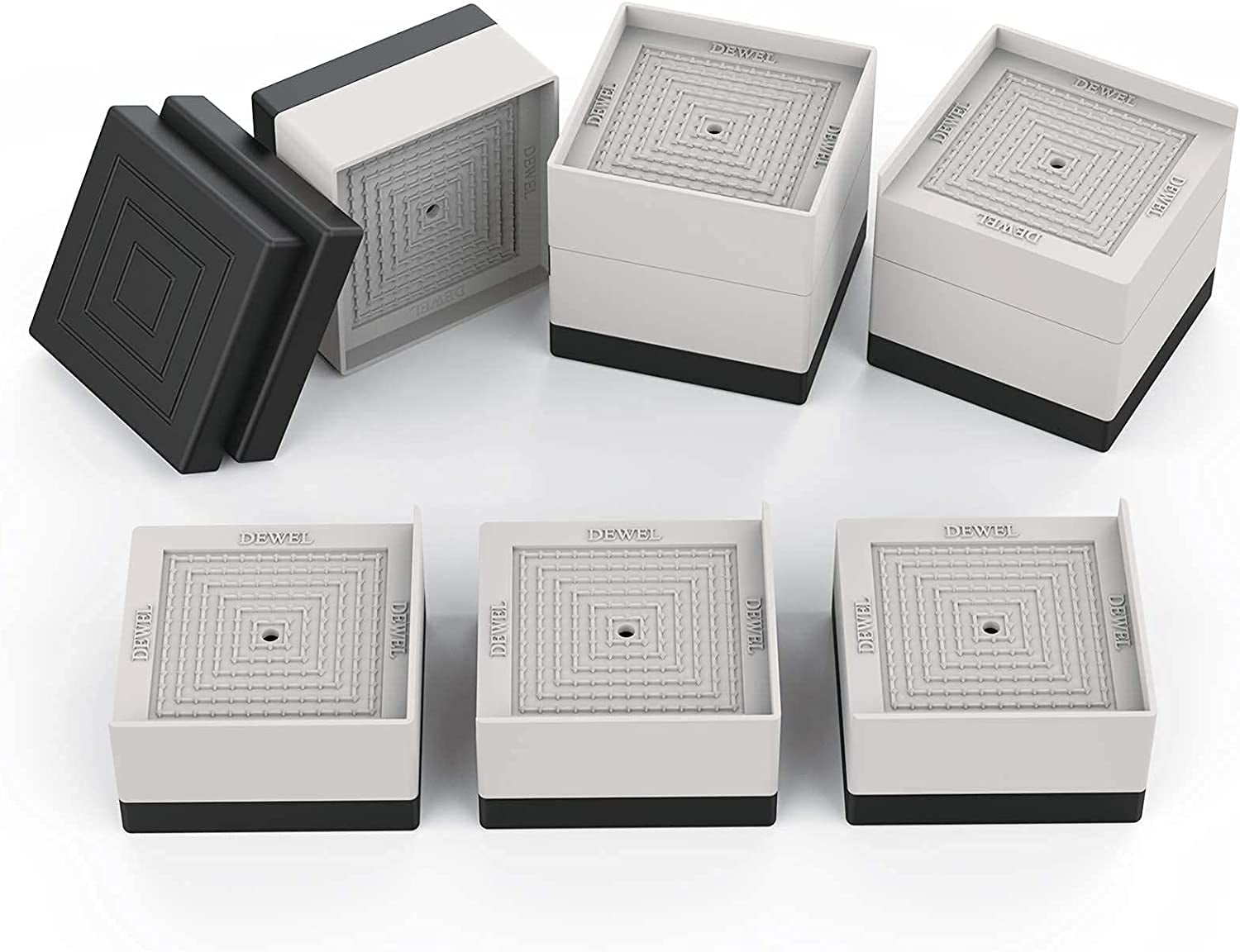 DEWEL Square Bed Risers (4CM Height) Heavy Duty, Increase Height