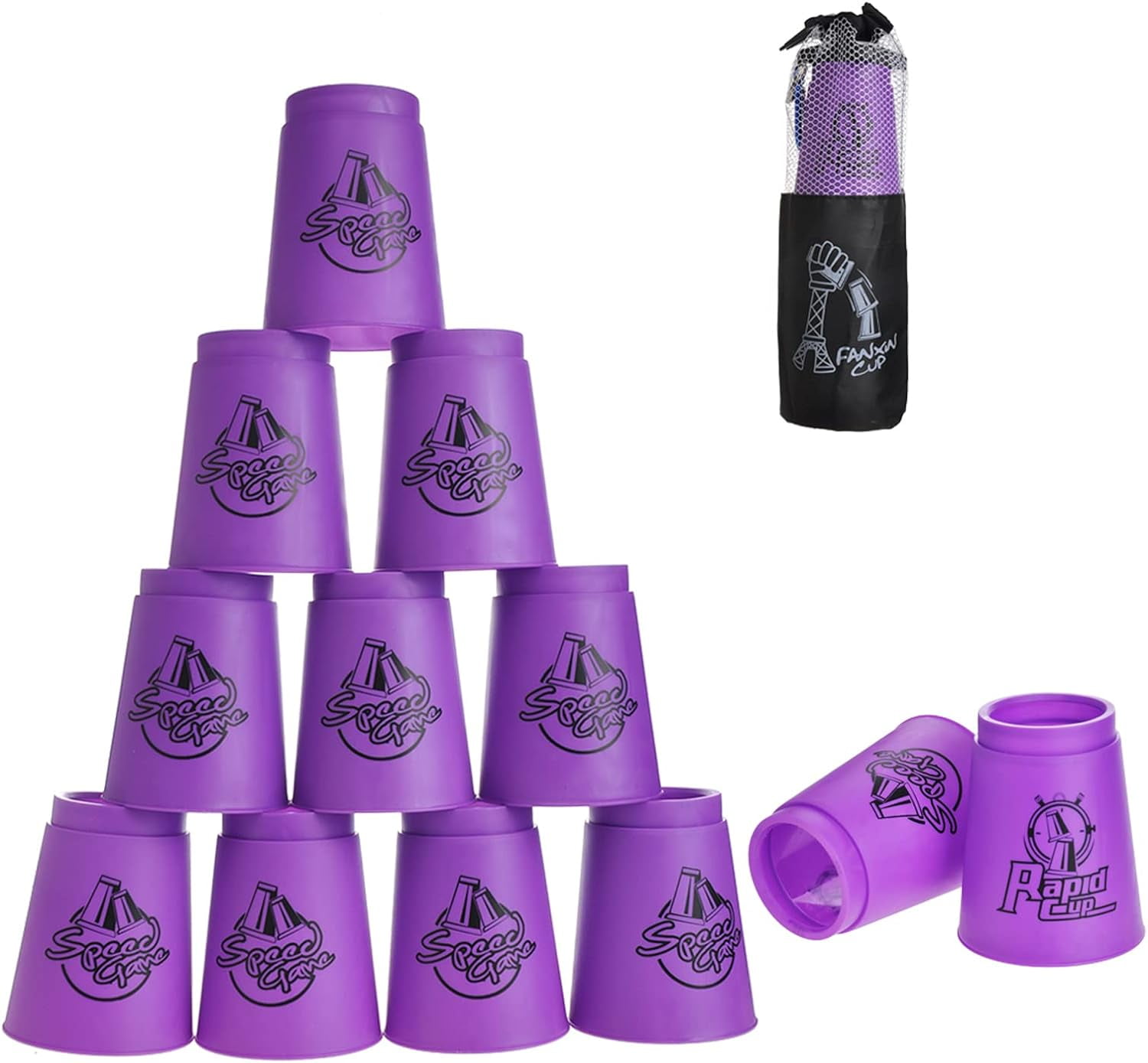 DEWEL Stacking Cups Game, 12pcs Cup Stacking Set, Upgraded Sport