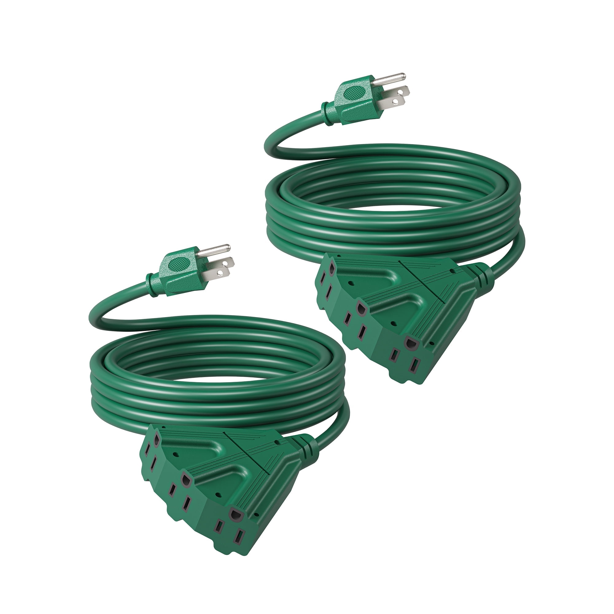 DEWENWILS 2-Pack 10 FT Outdoor Extension Cord for Outside with 3 Outlets 16 AWG Extension Cord Splitter 3 Prong Grounded Weatherproof