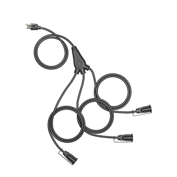 DEWENWILS 12ft (3+3+3+) Outdoor Extension Cord 1 to 3 Spliter, 13A 125V 1625W 16/3C SJTW Extension Cord Outdoor, Heavy Duty Extension Cord for Holiday Decorations Halloween Christmas Lights