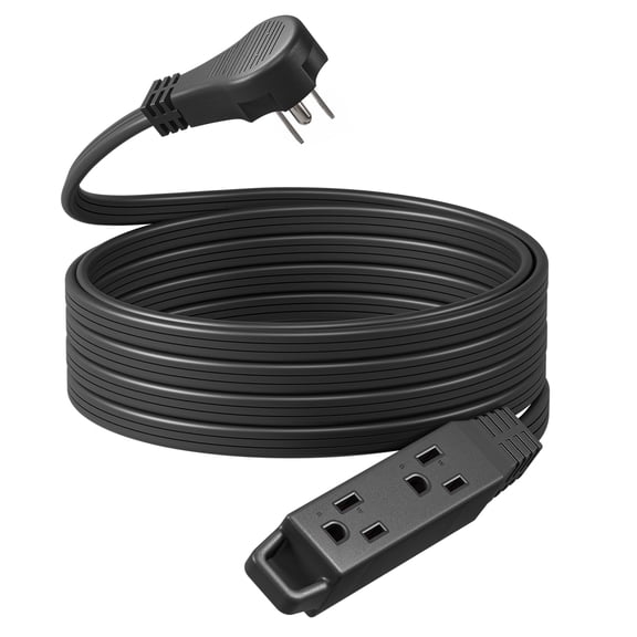 DEWENWILS 15FT Extension Cords for Indoor Flat Plug 3 Grounded Outlets with Hanging Hole