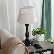 DEWENWILS 19" Modern Touch Control Table Lamp 3-Way Dimmable with 2 USB Ports,  Black Metal Lamp for Living Room, Bedroom, LED Bulb Included