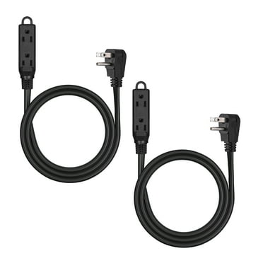 DEWENWILS 2-Pack 3 Prong Extension Cord with Flat Plug, 3ft 16/3 AWG Grounded Power Extension Cord for Indoor Use