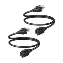 DEWENWILS 2 Pack 3FT Extension Cord for Indoor Use,16 AWG 3 Prong Extension Power Cable,ETL Listed,Black