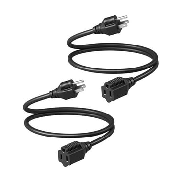 DEWENWILS 2 Pack 3FT Extension Cord for Indoor Use,16 AWG 3 Prong Extension Power Cable,ETL Listed,Black