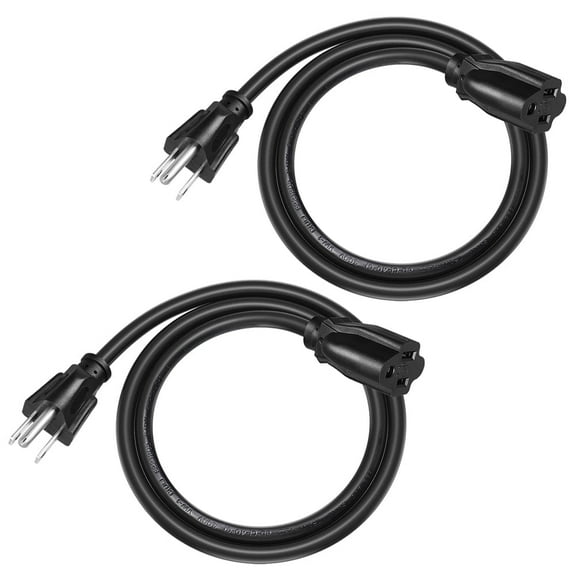 DEWENWILS Extension Cord 14 AWG 3 FT 3 Prong Heavy Duty Power Cable for Indoor Outdoor 2-Pack NEMA 5-15P to NEMA 5-15R