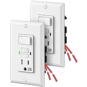 DEWENWILS 2 Pack GFCI Outlet with Switch Combo, 15A Tamper-Resistant & Weather-Resistant, Self-Test Ground Fault Circuit Interrupter, LED Indicator,White