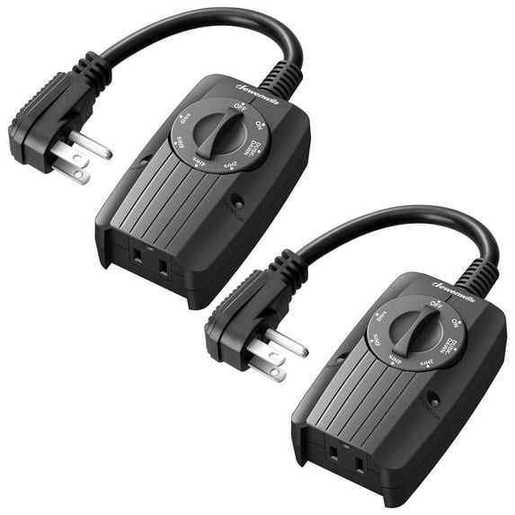 DEWENWILS 2 Pack Outdoor Mechanical Timer for Christmas Light, Weatherproof, Plug-in Dusk to Dawn Timer for Garden Holiday String Light, 10A, UL Listed, 2 Pack