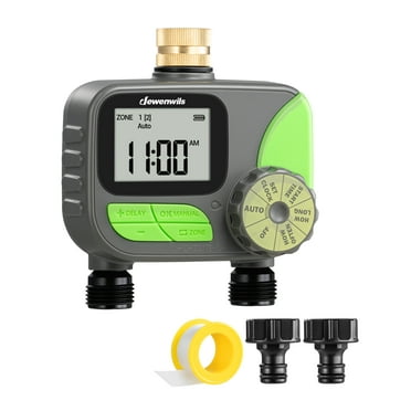 DEWENWILS 2 Zone Water Timer Sprinkler Hose Timer for Garden Irrigation Watering Timer,Rain Delay, Pure Brass Inlet, Programmable