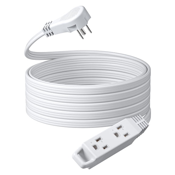 DEWENWILS 20 FT Extension Cords for Indoor Flat Plug with Hanging Hole 3 Grounded Outlets