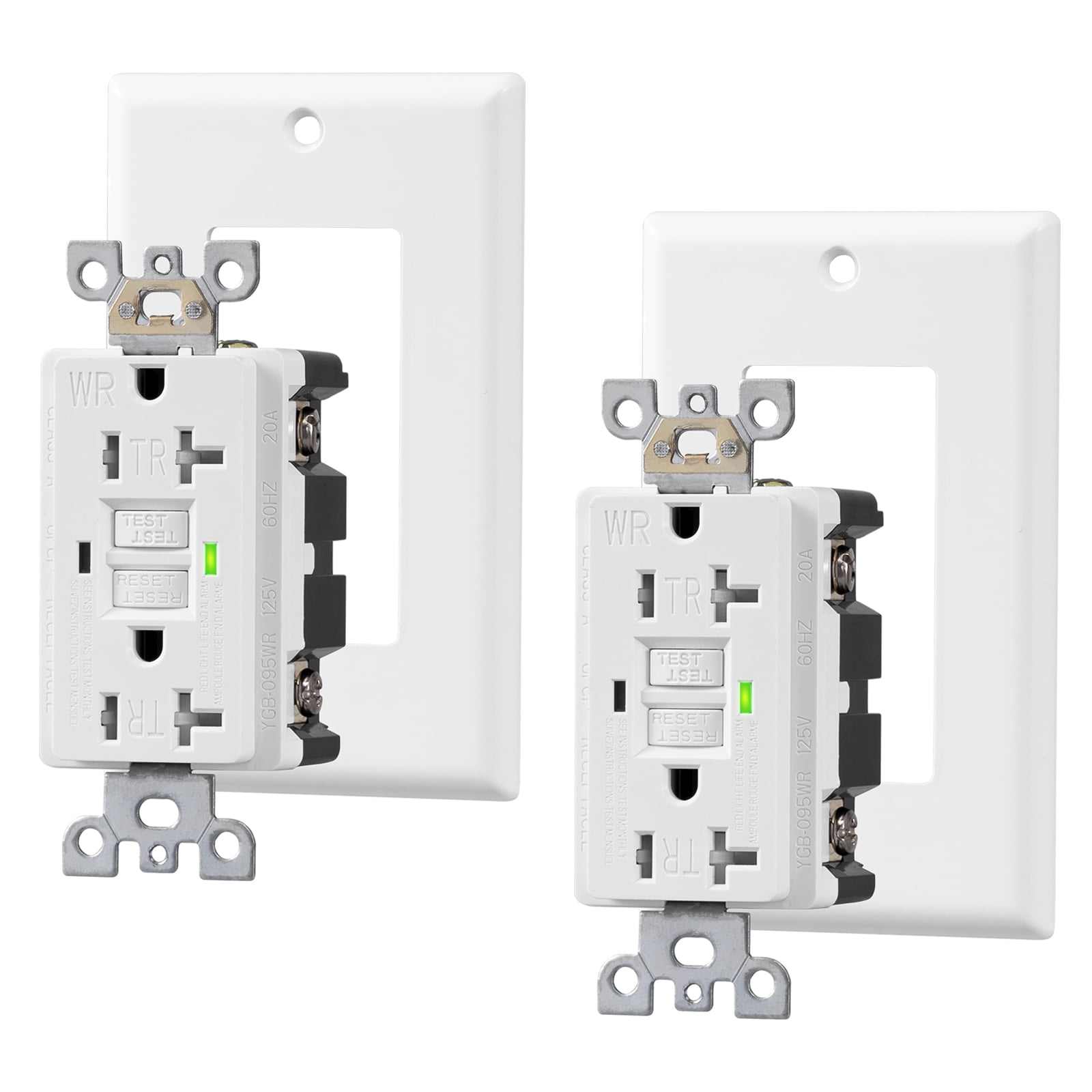 DEWENWILS 20A GFCI Outlet Receptacle Self-Test 2-Pack with LED Indicator, Tamper Resistant, Weather Resistant, Wallplate Included, UL Listed, White