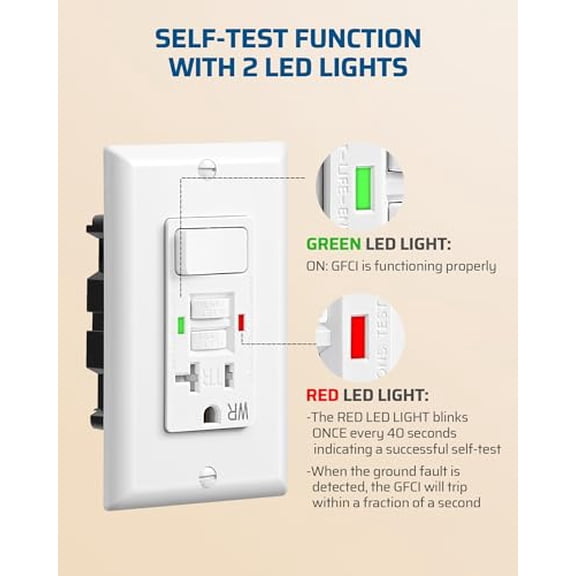 DEWENWILS 20A GFCI Switch Outlet Combo, Tamper-Resistant GFCI Electrical Outlet, 20 Amp GFCI Outlet, Weather Resistant Ground Fault Circuit Interrupter, Self-Test with LED Indicator, ETL Listed,
