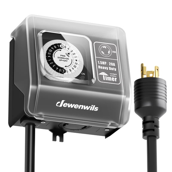 DEWENWILS 24-Hour Mechanical Timer Switch - 120VAC SPST, 2HP 40A, Weatherproof Metal Enclosure for Pool Pump, Water Heater, Lights, Fan