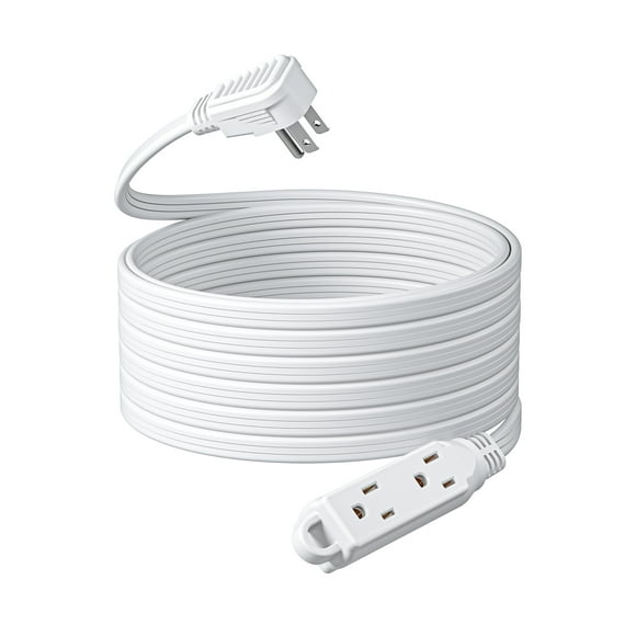 DEWENWILS 25 FT Flat Plug Extension Cord for Indoor, 16/3 AWG Grounded Power Strip with 3 Outlets, SPT-3 Cord