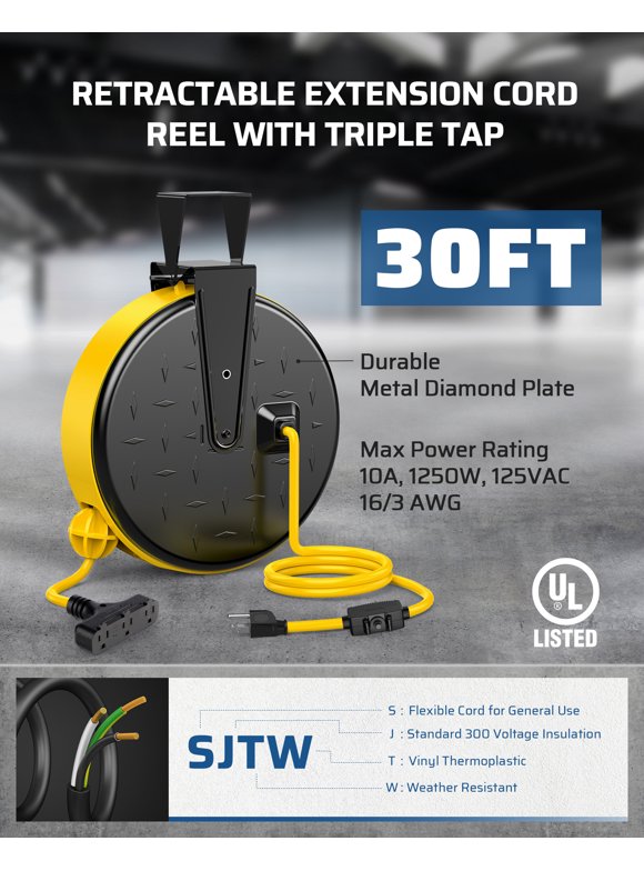 Retractable Extension Cord Reels in Extension Cord Reels