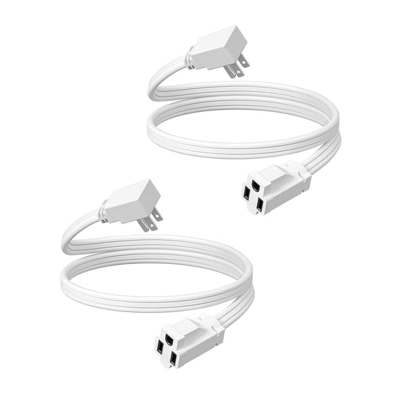 DEWENWILS 3FT Extension Cord, 3-Prong Flat Plug, 14/3, SPT-3, 2 Pack 3-Prong Flat Plug, 15A/1875W