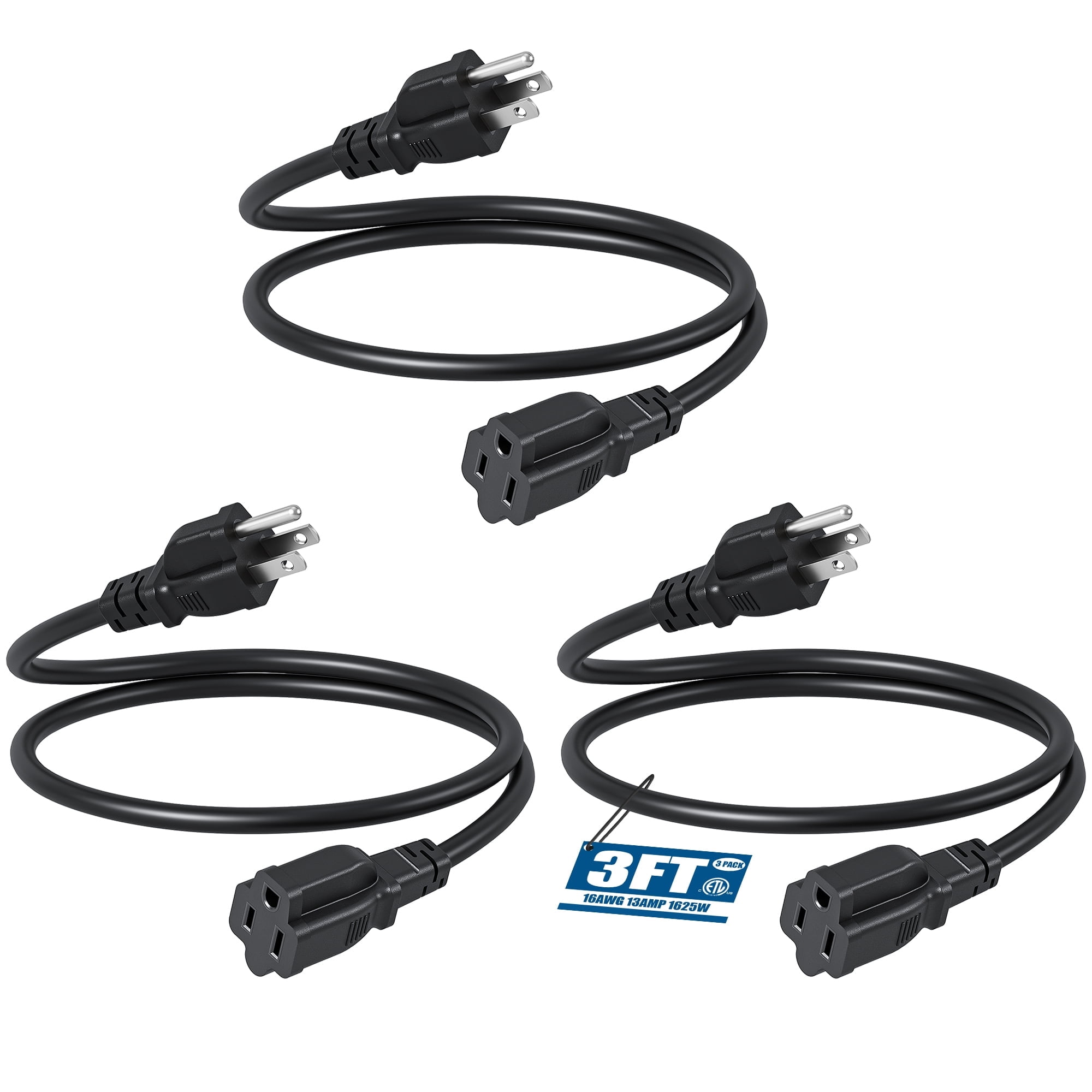 Southwire 12/3 Gauge 3-Outlet Tri-Cord set, 2 ft, 15-Amp, Yellow 3