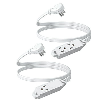 DEWENWILS 3ft Extension Cord for Indoor Flat Plug Power Strip with 3 Outlets,16 AWG 3 Prong 2-Pack