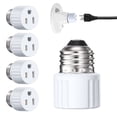 thumbnail image 1 of DEWENWILS 4 Pack 2 & 3 Prong Light Socket to Plug Adapter, E26/E27 Light Bulb Outlet Socket Adapter, White, 1 of 7