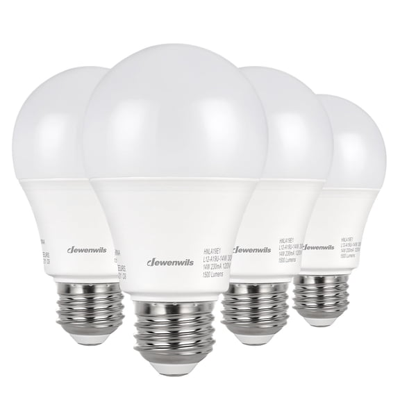 DEWENWILS 4-Pack Daylight LED Light Bulbs 100 Watt Equivalent,1500 Lumen 14 Watt 5000K E26 Base
